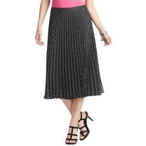 LOFT Pleated Mid Length Skirt Polka Dot